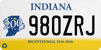 IN license plate 980ZRJ