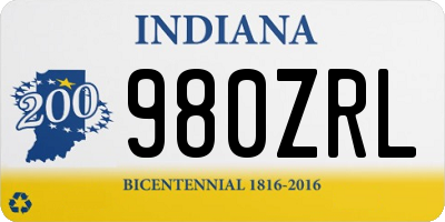 IN license plate 980ZRL