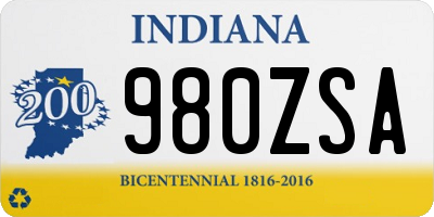 IN license plate 980ZSA