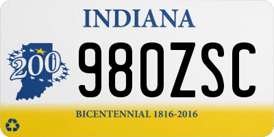 IN license plate 980ZSC