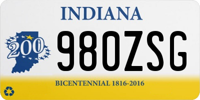 IN license plate 980ZSG