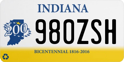 IN license plate 980ZSH