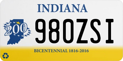 IN license plate 980ZSI