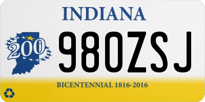 IN license plate 980ZSJ