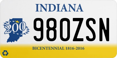 IN license plate 980ZSN