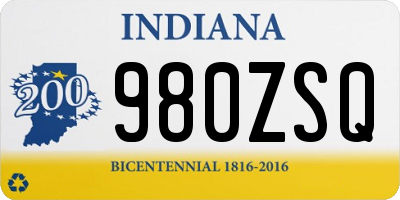 IN license plate 980ZSQ