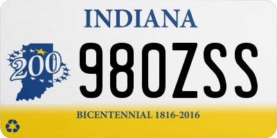 IN license plate 980ZSS