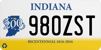 IN license plate 980ZST