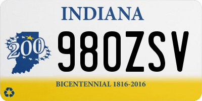 IN license plate 980ZSV