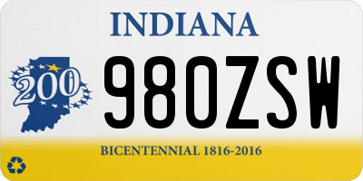 IN license plate 980ZSW