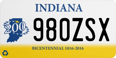 IN license plate 980ZSX