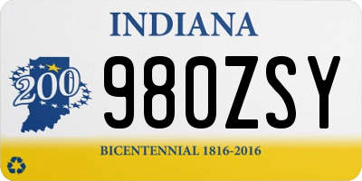 IN license plate 980ZSY