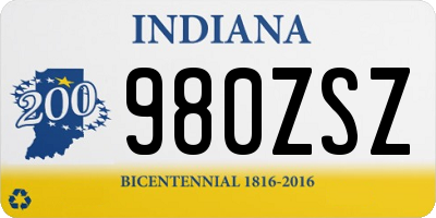 IN license plate 980ZSZ