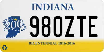 IN license plate 980ZTE