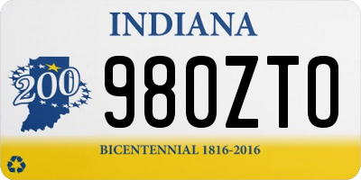 IN license plate 980ZTO