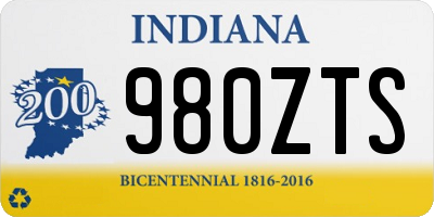 IN license plate 980ZTS