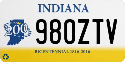 IN license plate 980ZTV