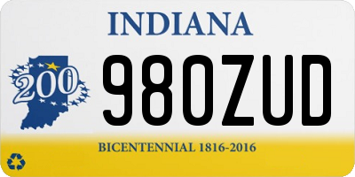 IN license plate 980ZUD