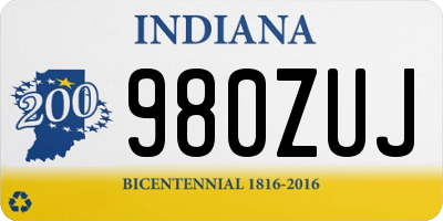 IN license plate 980ZUJ