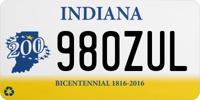 IN license plate 980ZUL
