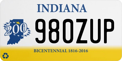 IN license plate 980ZUP