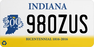 IN license plate 980ZUS
