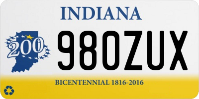 IN license plate 980ZUX