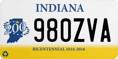 IN license plate 980ZVA