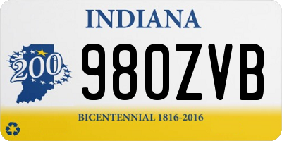 IN license plate 980ZVB