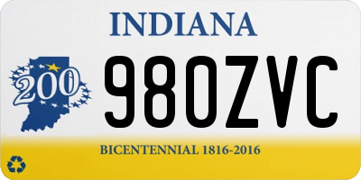 IN license plate 980ZVC