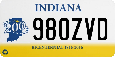IN license plate 980ZVD