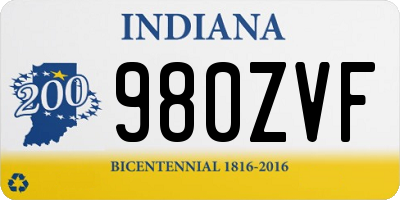 IN license plate 980ZVF