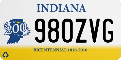 IN license plate 980ZVG