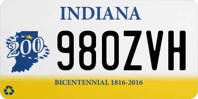 IN license plate 980ZVH