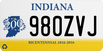 IN license plate 980ZVJ