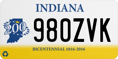 IN license plate 980ZVK