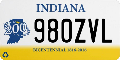 IN license plate 980ZVL