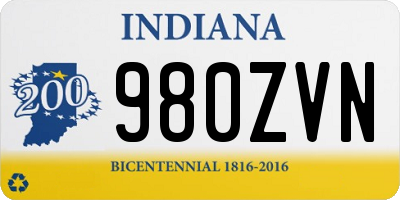IN license plate 980ZVN