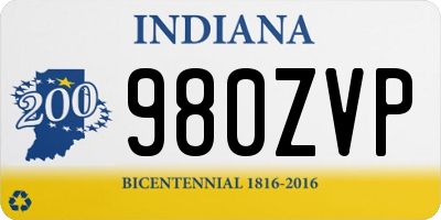 IN license plate 980ZVP