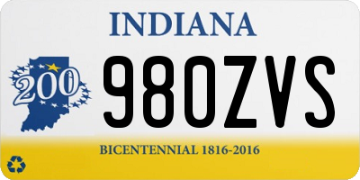 IN license plate 980ZVS