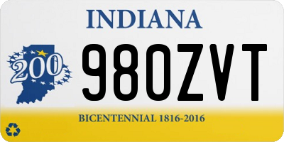 IN license plate 980ZVT