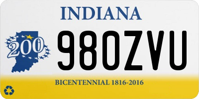 IN license plate 980ZVU