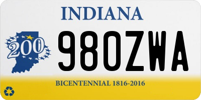 IN license plate 980ZWA