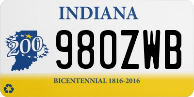 IN license plate 980ZWB