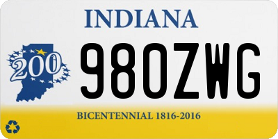 IN license plate 980ZWG