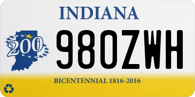 IN license plate 980ZWH
