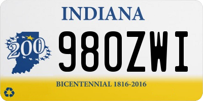 IN license plate 980ZWI