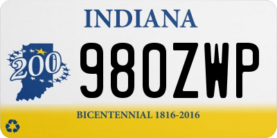 IN license plate 980ZWP