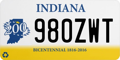 IN license plate 980ZWT