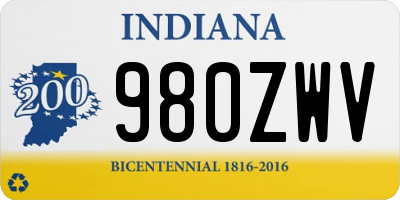 IN license plate 980ZWV